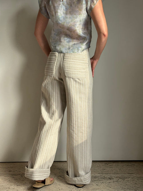 Beige Striped Jeans